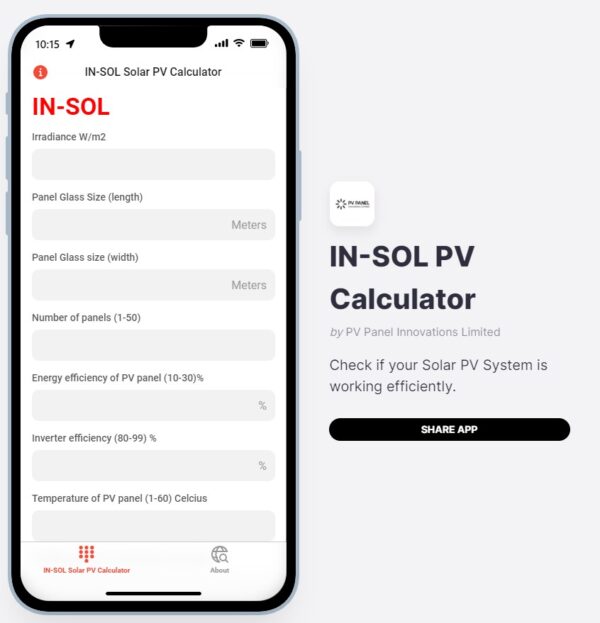 Solar App to measure output of PV installation