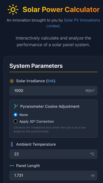 Solar PV Calculator IN-SOL Solar PV Calculator IN-SOL